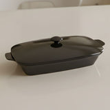 Melamine Black Rectangle Serving Bowl With Lid