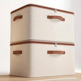 Collapsible Linen Clothes Storage Organizer Box With Dual Zipper