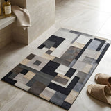 Abstract Pattern Nappa Leather Bath Mat Non Slip Rubber Floor Mat