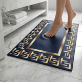 Luxury Border Design Nappa Leather Bath Mat Non Slip Rubber Mat