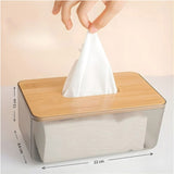 Acrylic Tissue Box with Wooden Top – Stylish Home Organizer