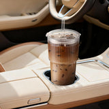 Ribbed Glass Tumbler with Lid & Straw Stylish Drinking Cup