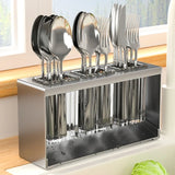 3 Portion Acrylic Cutlery Holder Metal Stand Organizer