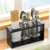 3 Portion Acrylic Cutlery Holder Metal Stand Organizer