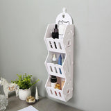 3 Compartment Wooden Storage Rack Self Adhesive Organizer