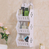 3 Compartment Wooden Storage Rack Self Adhesive Organizer