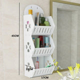 3 Compartment Wooden Storage Rack Self Adhesive Organizer