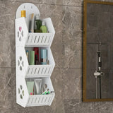 3 Compartment Wooden Storage Rack Self Adhesive Organizer