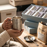 Luxurious Textured Silver Mug Set with Gift Box Big Size