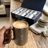 Luxurious Textured Silver Mug Set with Gift Box Big Size