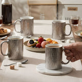 Luxurious Textured Silver Mug Set with Gift Box Big Size