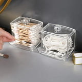 Acrylic Cotton Swab Organizer Box Transparent Cosmetic Storage