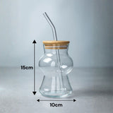 400ML Glass Straw Cup Reusable Drinking Glass with Straw