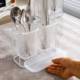 Acrylic Cutlery Holder with Golden Steel Stand Kitchen Utensil Organizer