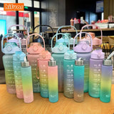 3PCS/set Sports Water Bottle With Straw Men Women Fitness Water Bottles Outdoor Cold Water Bottlesc With Time Marker Drinkware - Alif Online