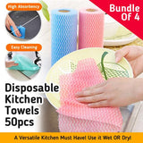 50Pcs Roll Disposable Kitchen Dish Cloth  Kitchen Wipe Cleaning Towels  Water Abdorbing Pads