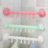 Wall-mounted Kitchen Hooks Suction Cup 6 Hooks Strong Adhesive Hook Bathroom Corner Nail-free Seamless Rack Hanger Hook Shelves