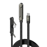 240W Type-C to Type-C Fast Charging Cable 1.5m with Foldable Phone Stand, 90° Angled Design, Braided Data Cable
