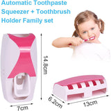 MENGNI Automatic Toothpaste Dispenser Wall Mount Dust-proof Toothbrush Holder Wall Mount Bathroom Accessories Set Squeezer