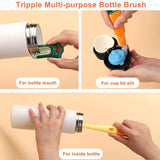 3-in-1 Multifunctional cleaning brush Detachable Sponge cleaning brush U-shaped silicone Groove Cleaning tool Thermos Cup brush