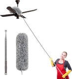 Premium High-Reach Ceiling Fan Duster Cleaner - 10 Feet Telescopic Stainless Steel Duster for Home & Office