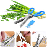 5 Layer Scissors | Multifunctional Stainless Steel Herb Cutting Kitchen Scissors | Salad & Craft Tool