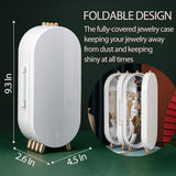 Foldable Jewellry Organizer Box with Mirror | Ear Rings & Necklace Hanging Holder | Jewelry Box Vanity Hanger Stand