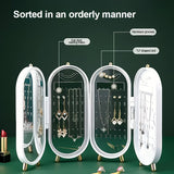 Foldable Jewellry Organizer Box with Mirror | Ear Rings & Necklace Hanging Holder | Jewelry Box Vanity Hanger Stand