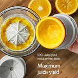 Electric Citrus Juicer, Rechargeable Juicer Machine with USB Cable and Touch Button, Automatic Orange Lime Lemon Grapefruit Squeezer, Easy to Clean Portable Juicer, White