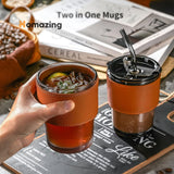 Glass Coffee Mug with Straw