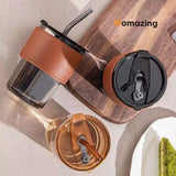 Glass Coffee Mug with Straw