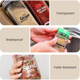 Food Spice Storage Label 3D Stickers For Kitchen Jars 40 Labels Waterproof