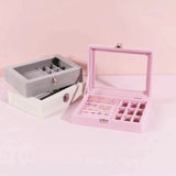 Velvet Glass Ring Earring Jewelry Display Organizer Box