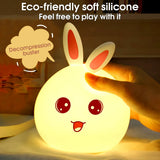 Night Light Cute Rabbit Colorful Light Voice-Activated Clapping Light Party Light Night Bedroom Light Children'S Christmas Gift