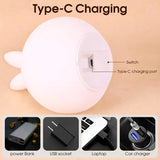 Night Light Cute Rabbit Colorful Light Voice-Activated Clapping Light Party Light Night Bedroom Light Children'S Christmas Gift
