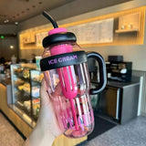 Giant Water Cup, Large Capacity Plastic Water Tumbler Bottle with Straw Cap 1300ml Multi Color