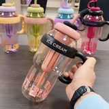 Giant Water Cup, Large Capacity Plastic Water Tumbler Bottle with Straw Cap 1300ml Multi Color