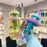 Giant Water Cup, Large Capacity Plastic Water Tumbler Bottle with Straw Cap 1300ml Multi Color