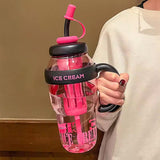 Giant Water Cup, Large Capacity Plastic Water Tumbler Bottle with Straw Cap 1300ml Multi Color