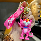 Cute 3D Pink Panther Keychain Figure & Bag Charm