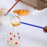 Colored Handle Milk Dessert Spoon Transparent Glass Stirring Spoon Cute Long Handle Coffee Spoon High Temperature Resistant - Alif Online