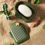 Creative Plant Cactus Shape Soap Drain Box with Lid Sponge Holder Kitchen Countertop Bathroom - Alif Online