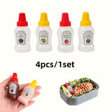 4pcs Mini Portable Sauce Bottles For Salad & Ketchup - Durable Pp Plastic, Perfect For Outdoor Picnics & Camping