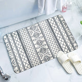 Foam Bath Mat Absorbent Non-Slip Black and White Design
