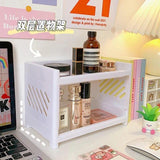 Double-layer Folding Storage Rack Household Desktop Cosmetics Jewelry Storage Bathroom Rack Shelf - Alif Online
