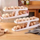 2 Tier Egg Dispenser Automatically Rolling and Space Saving Egg Tray