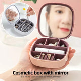 Fashion Jewelry Organizer with Mirror Portable Travel Jewelry Box Earrings Lipstick Ring Storage Case Jewelry Display Case - Alif Online