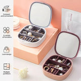 Fashion Jewelry Organizer with Mirror Portable Travel Jewelry Box Earrings Lipstick Ring Storage Case Jewelry Display Case - Alif Online