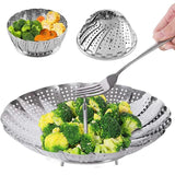 Folding Dish Steam Stainless Steel Food Steamer Basket Mesh Vegetable Cooker Steamer Expandable