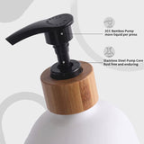 Glass Hand & Dish Soap Dispenser Set With Wooden Base
